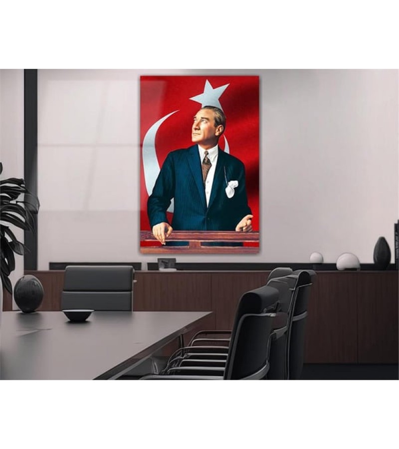 Atatürk Cam Tablo 50*70 Atatürk Cam Tablo 50*70
