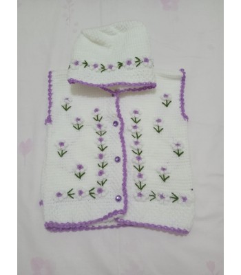 Bebek el örgüsü yelek kapşonlu 