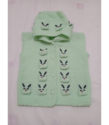 Bebek el örgüsü yelek kapşonlu 