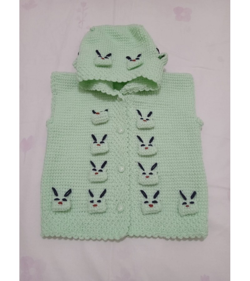 Bebek örgü yelek kapşonlu