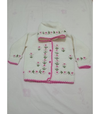 Bebek el örgüsü ceket kapşonlu 