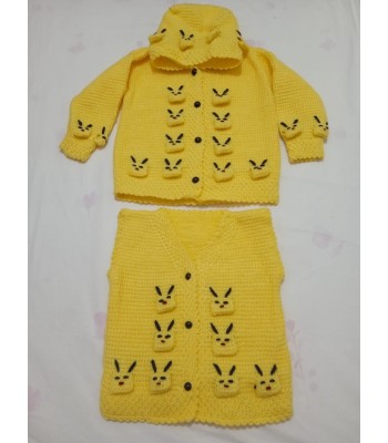 Bebek el örgüsü yelek ceket takım 
