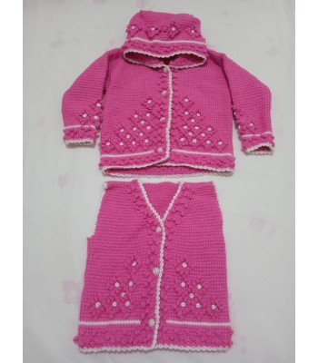 Bebek el örgüsü yelek ceket takım 