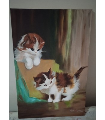 El boyaması kedi tablosu 40*50 